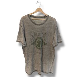 Lucky Brand T-Shirt Mens XL Gray Shamrock Irish Whiskey Distressed Graphic